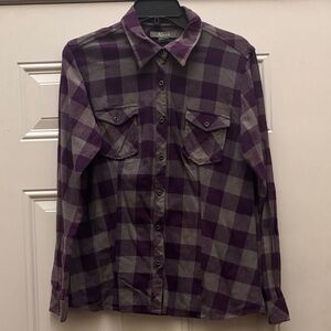Natural reflections women's Button-Down Shirt in Purple and Gray Check size l